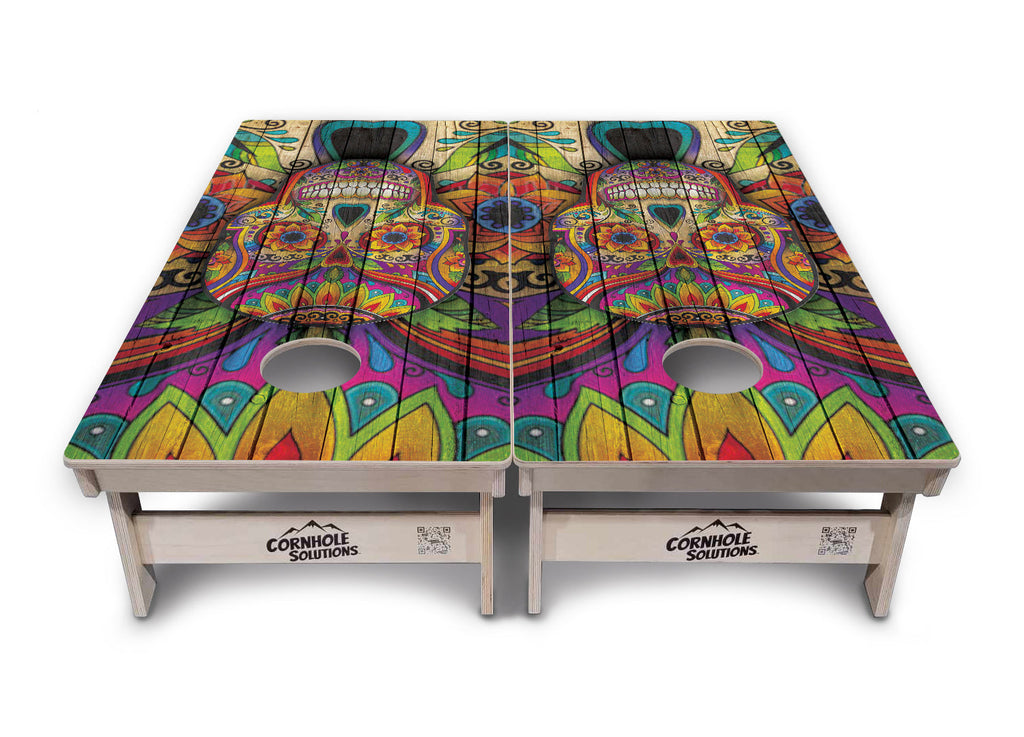 Sugar Skull Cornhole Boards - Professional Tournament Series - Colorful