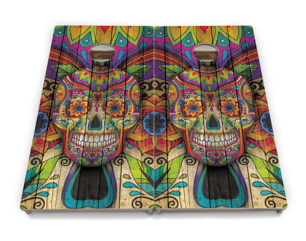 Sugar Skull Cornhole Boards - Professional Tournament Series - Colorful