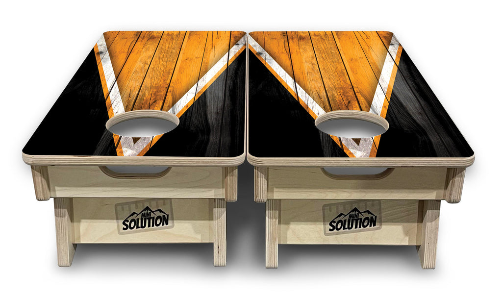 Orange & Black Triangle - Mini or Vacation Size Cornhole Boards