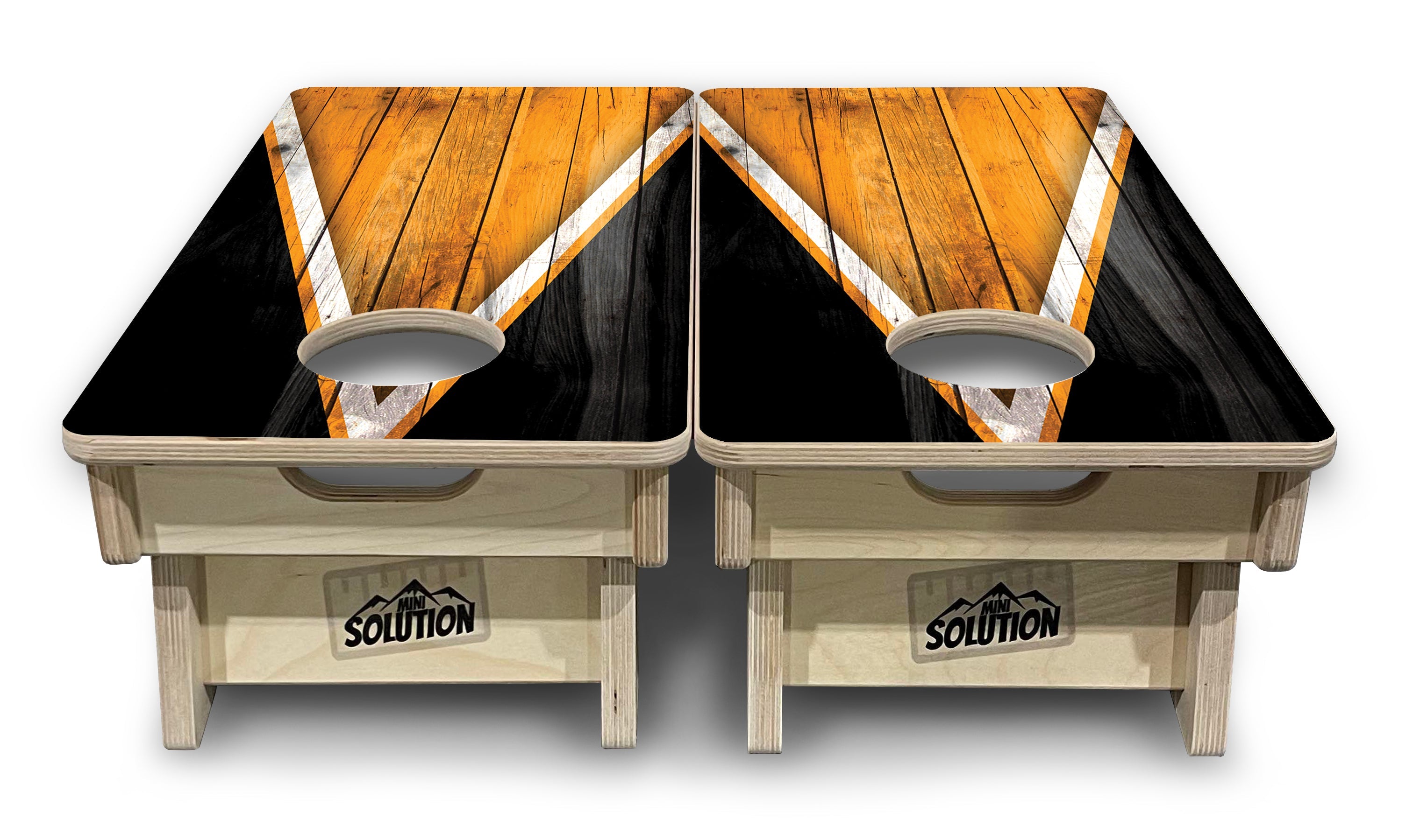 Orange & Black Triangle - Mini or Vacation Size Cornhole Boards