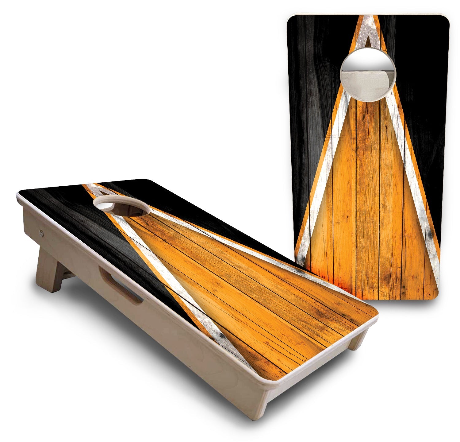 Orange & Black Triangle - Mini or Vacation Size Cornhole Boards