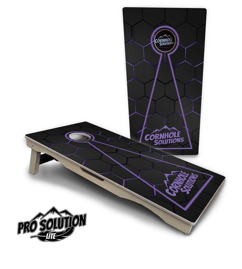 Glow Hole Black Cornhole Boards - Pro Solution Lite Series