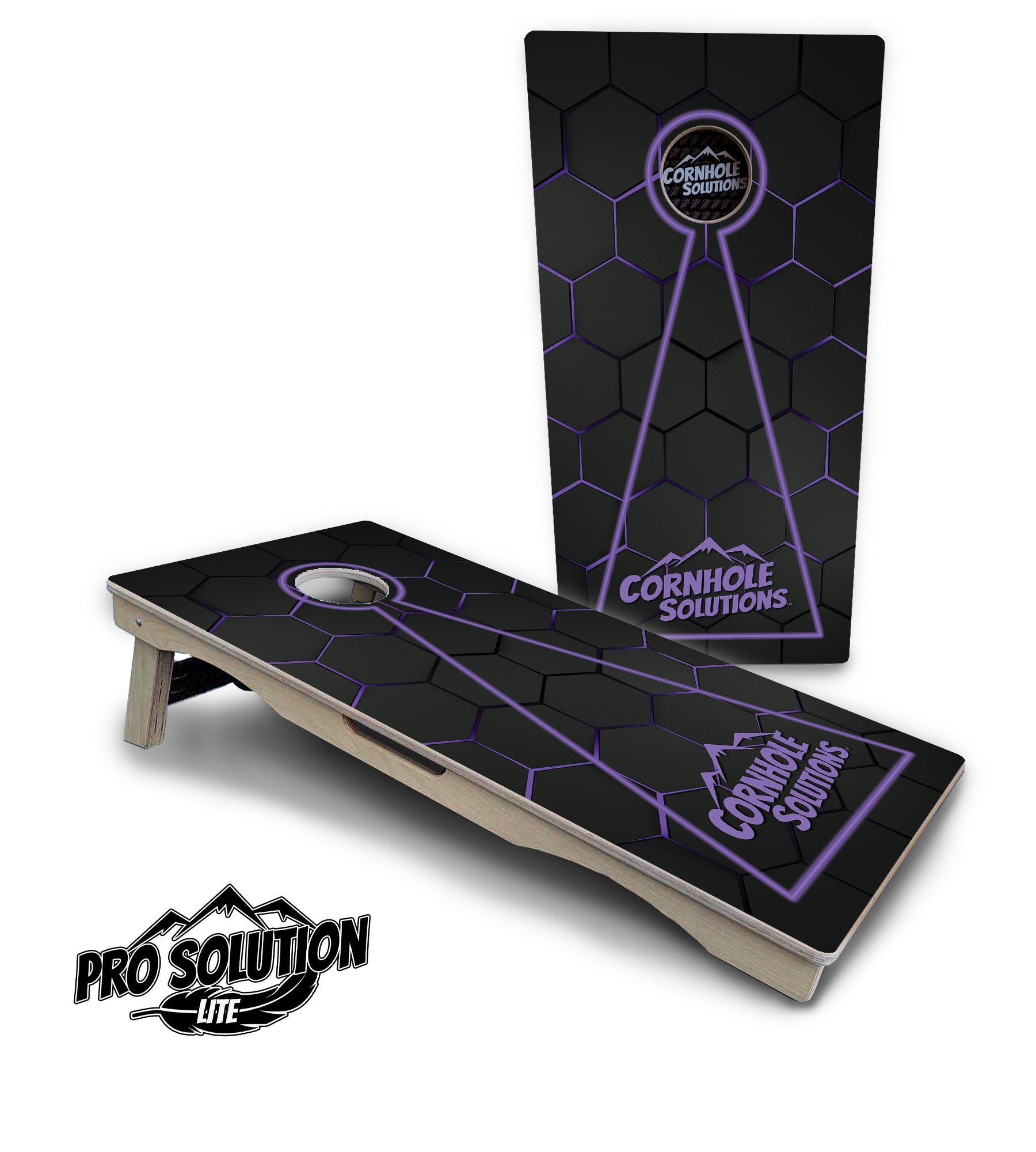 Glow Hole Black Cornhole Boards - Pro Solution Lite Series
