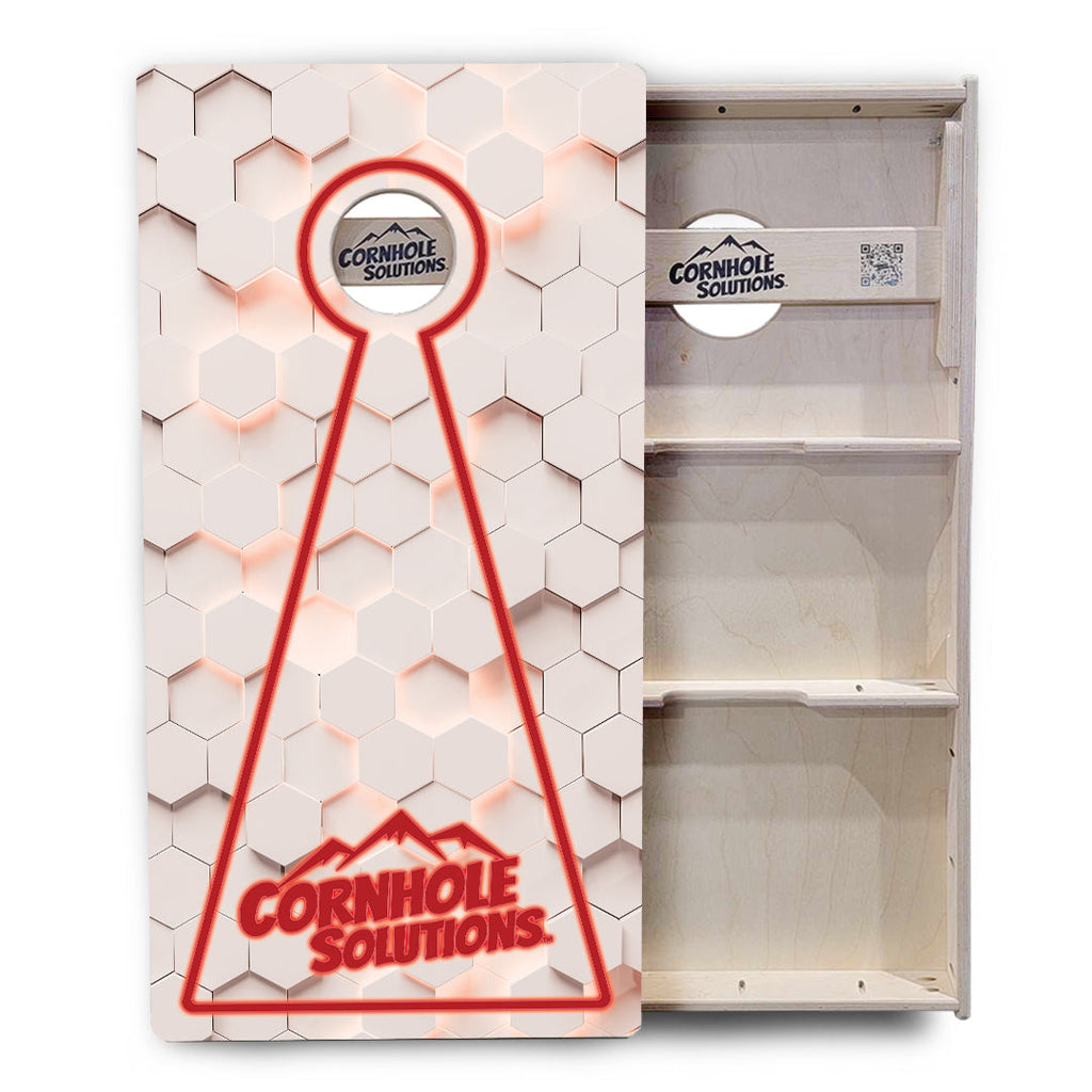 Glow Hole White Background Cornhole Boards - Professional Tournament Series