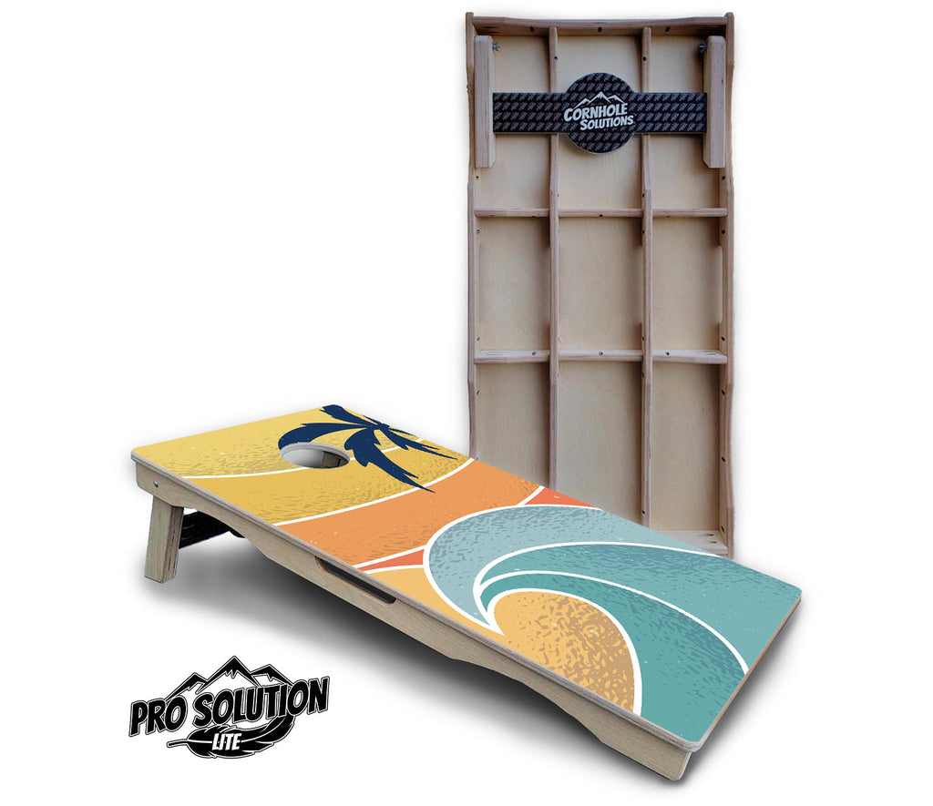 Retro Beach Cornhole Boards - Pro Solution Lite Series