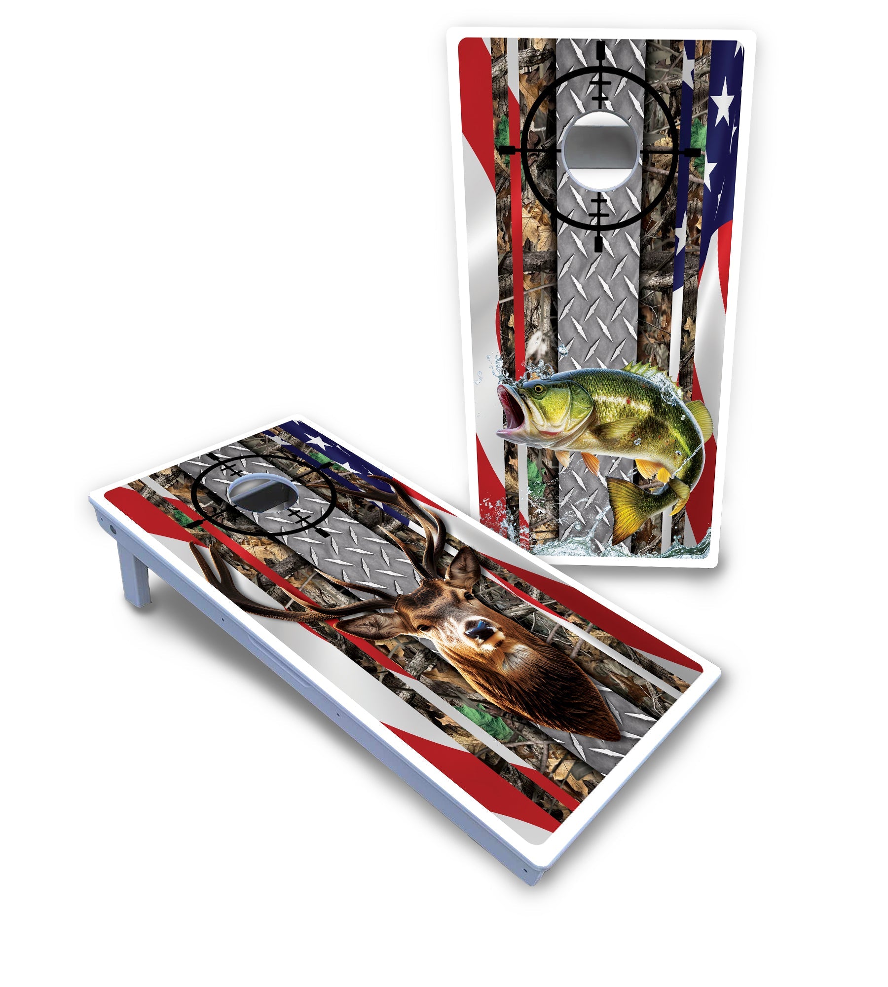 Scope Deer & Fish Cornhole Boards - All Weather Series