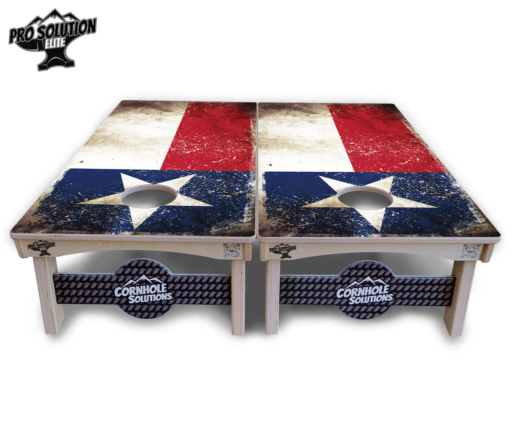 Texas Distressed Flag Cornhole Boards - Pro Solution Elite Series