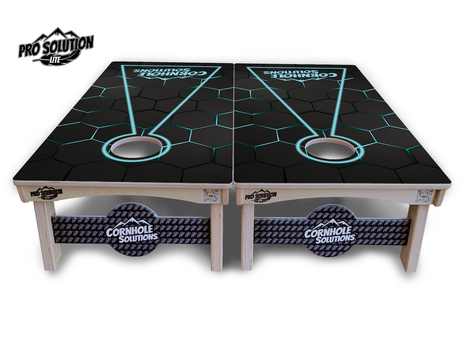 Glow Hole Black Cornhole Boards - Pro Solution Lite Series