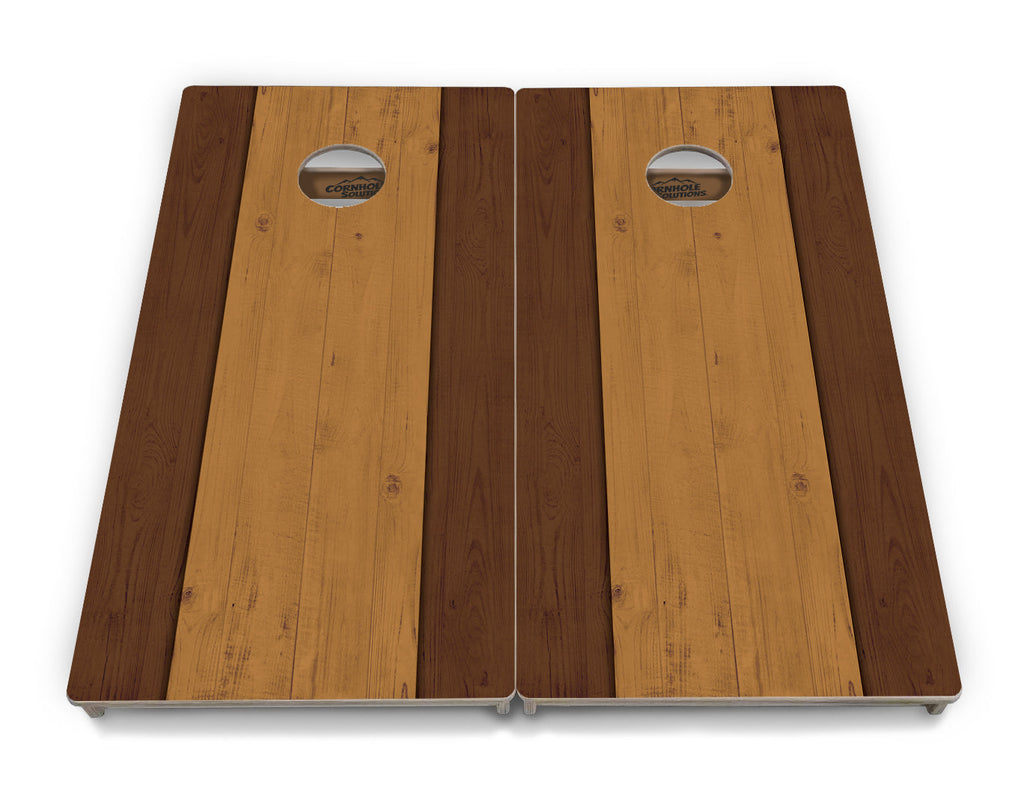 Brown Two Tone Planks Cornhole Boards - Professional Tournament Series