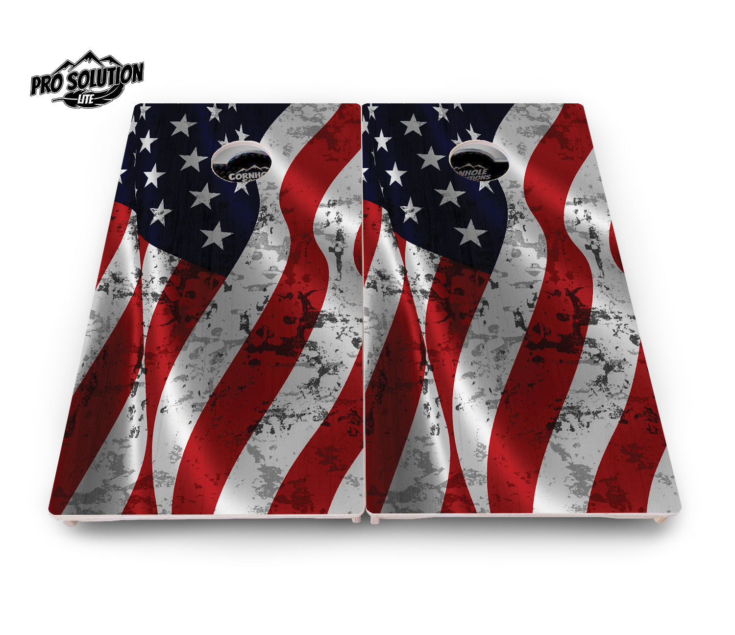 Wavy Distressed Flag Cornhole Boards - Pro Solution Lite Series