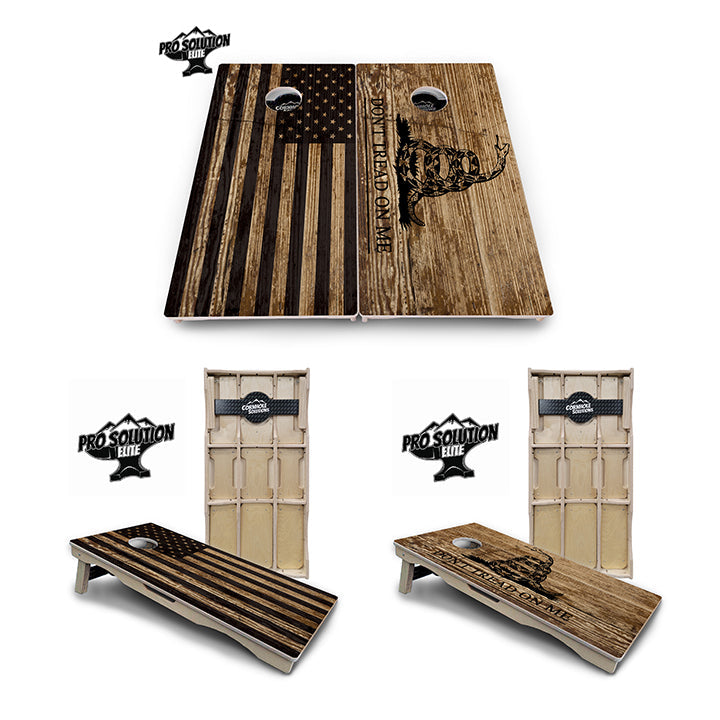 Wood DTOM & Wood Flag Cornhole Boards - Pro Solution Elite Series