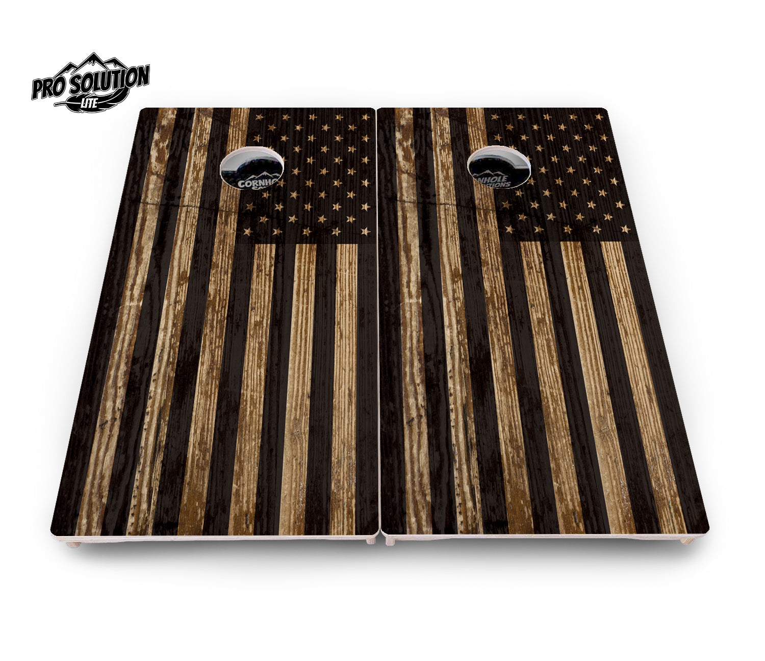 Wood Flag & DTOM Cornhole Boards - Pro Solution Lite Series