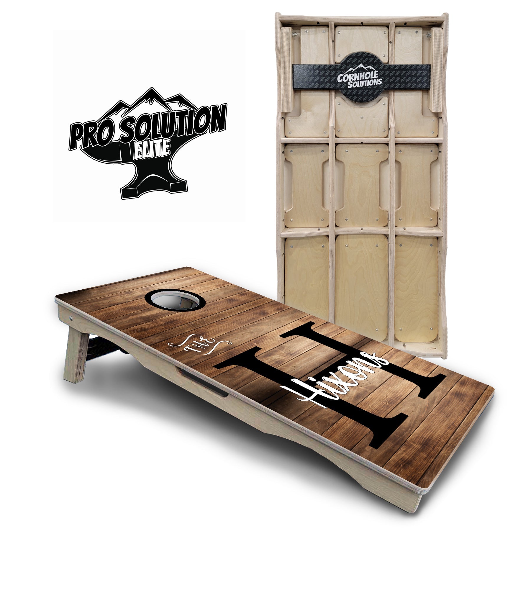 Wood Slat Name Cornhole Boards - Pro Solution Elite Series